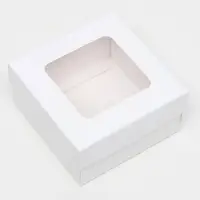 Коробка подарочная складная, упаковка, крышка - дно, с окном, белая, 10×10×5 см