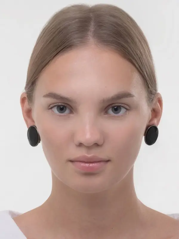 Серьги клипсы для ушей QF &laquo;Овал&raquo;, цвет серебро, чёрный