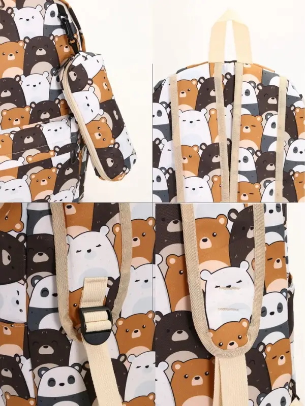 Рюкзак школьный &laquo;Медведи&raquo;, с пеналом, 29&times;12&times;41 см, разноцветный