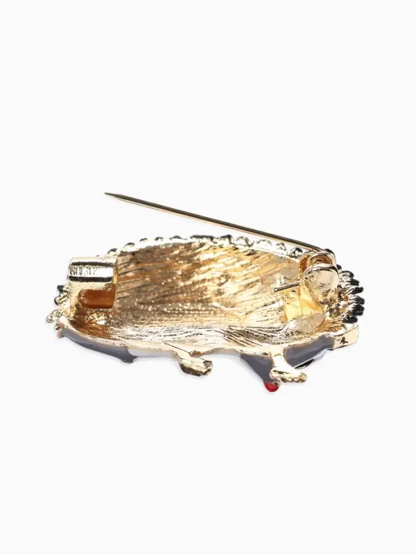 Брошь &laquo;Ежик&raquo; с цветами, цвет серый в серебре