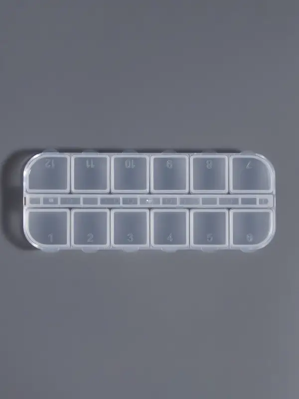 Органайзер для хранения мелочей, 12 ячеек, 13×5.3×1.3 см, прозрачный Органайзер для хранения мелочей, 12 ячеек, 13×5.3×1.3 см, прозрачный