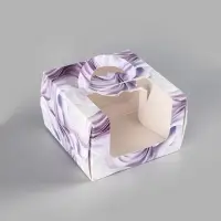 Коробка под бенто-торт с окном For you, 15,5 х 15,5 х 10 см