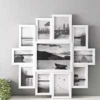 Фоторамка пластик на 11 фото 10х15, 13х18, 20х25 см "Семейные моменты" белая 61,5х60 см