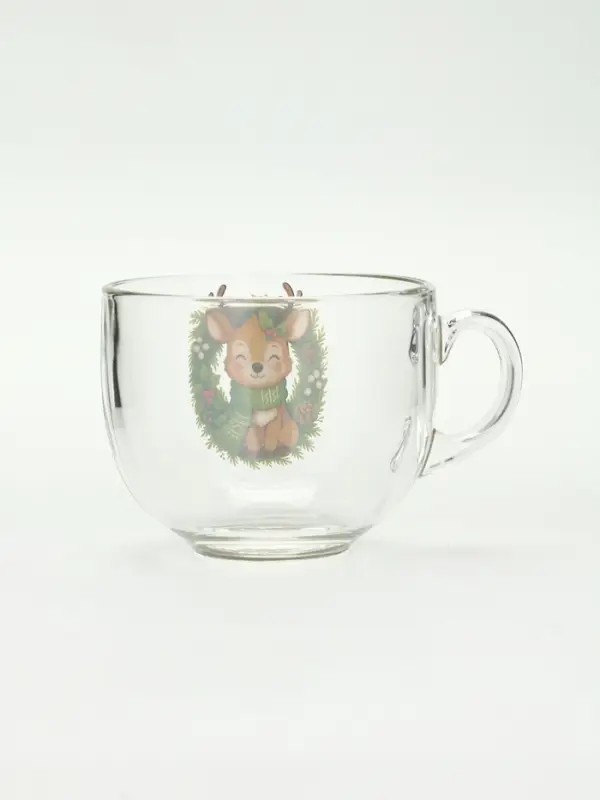 Кружка стеклянная новогодняя &laquo;Оленёнок&raquo;, 500 мл