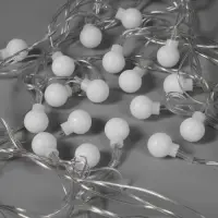 Гирлянда &laquo;Нить&raquo; 5 м с насадками &laquo;Шарики белые&raquo;, IP20, прозрачная нить, 20 LED, свечение мульти (RG/RB), мигание, 220 В