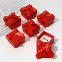 Набор короборчек подарочных 6 шт. под кольцо "Блестящие сердца", 5*5, цвет красный (1037512)   10949