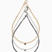 Кулоны на цепочке &laquo;Сердце&raquo;, набор 3 шт. L=35 + удлинитель 7 см, разноцветный