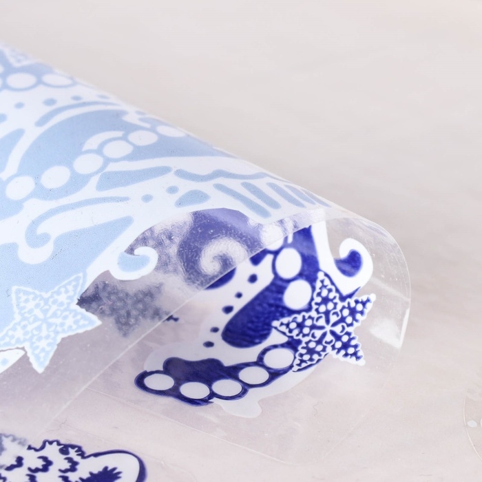 Набор наклеек на окна Набор наклеек на окна "Новогодний" синий цвет, ёлочка, дом, 37 х 37 см