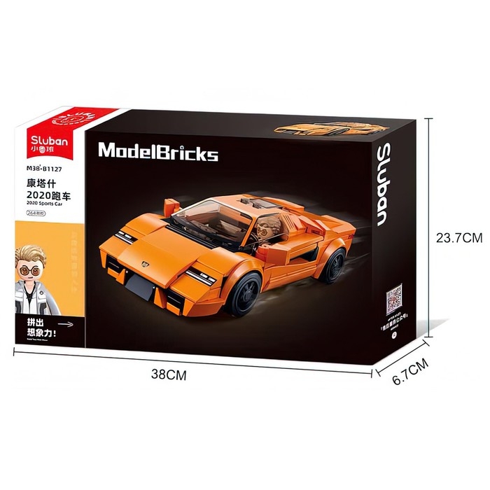 Конструктор гоночная машина Sluban Модельки, 264 детали, 6+ Конструктор гоночная машина Sluban Модельки, 264 детали, 6+