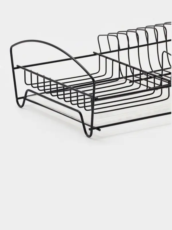 Сушилка для тарелок и кружек с поддоном 39*25*12 см, цвет черный