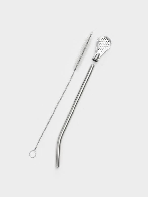 Калабас для чая Мате 240 мл и бомбилья с щеткой для чистки, набор для приготовления, белый   1078512