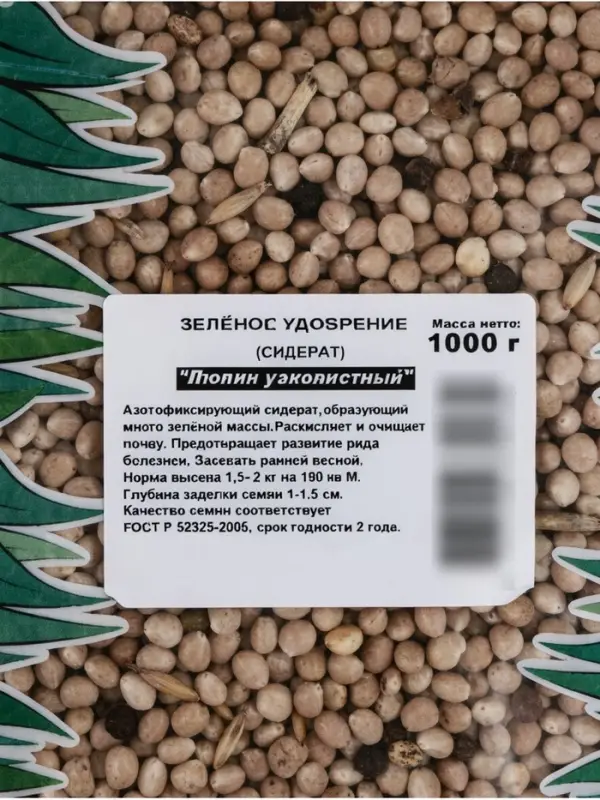 Семена &laquo;Люпин узколистный&raquo; удобрение (Сидерат), 1 кг