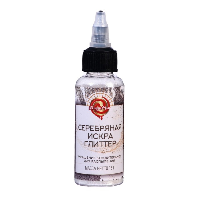 Глиттер, кандурин-распылитель "Серебряная искра", фракция 200-700 &micro;m, 15 г