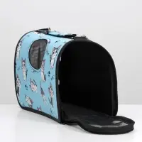 Сумка - переноска каркасная &laquo;Играющие котики&raquo;, размер S, 37.5&times;17&times;22 см, голубая