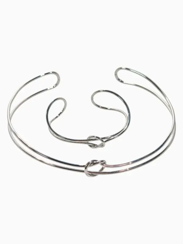 Набор 2 предмета: чокер, браслет «Обруч» узел, цвет серебро Набор 2 предмета: чокер, браслет «Обруч» узел, цвет серебро