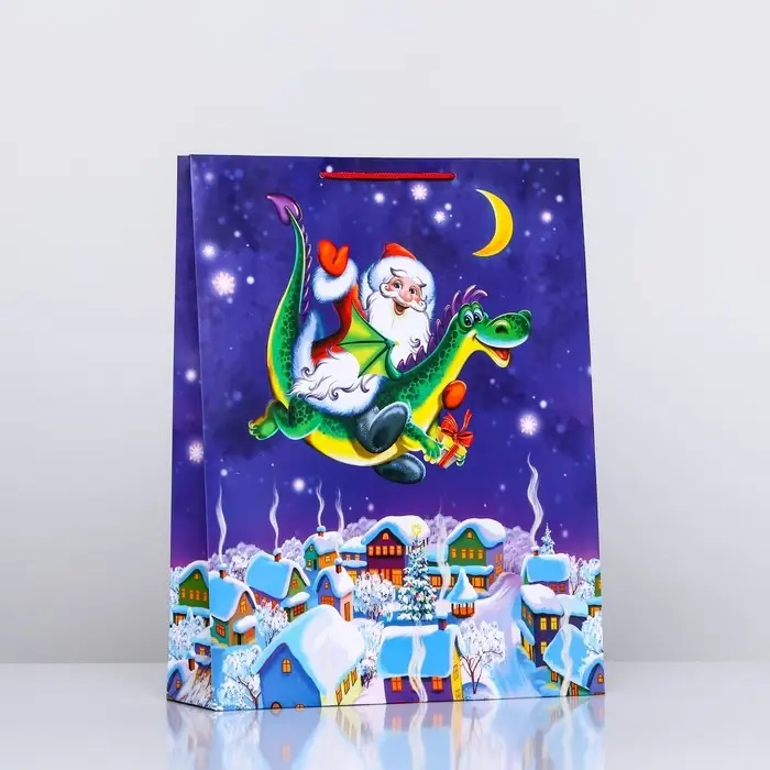 Пакет подарочный «Дед Мороз и Дракоша» , 33×42.5×10 см