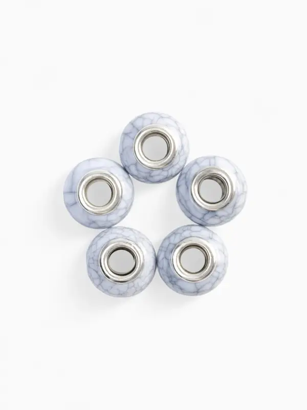 Бусины «Кахолонг», для творчества, белые в серебре Бусины «Кахолонг», для творчества, белые в серебре