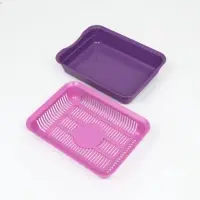 Туалет для кошек, 35.5&times;26&times;7 см, с сеткой, пластик, фиолетовый, розовая