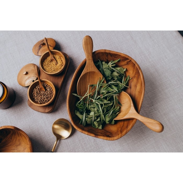 Тарелка 20х18х8 см, тиковое дерево