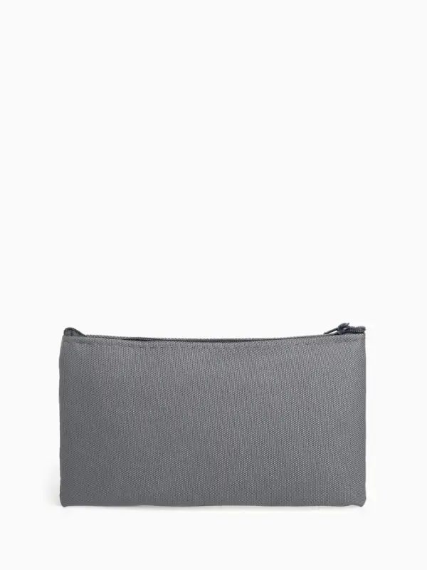Косметичка-пенал на молнии, плоская, маленькая, однотонная, серая