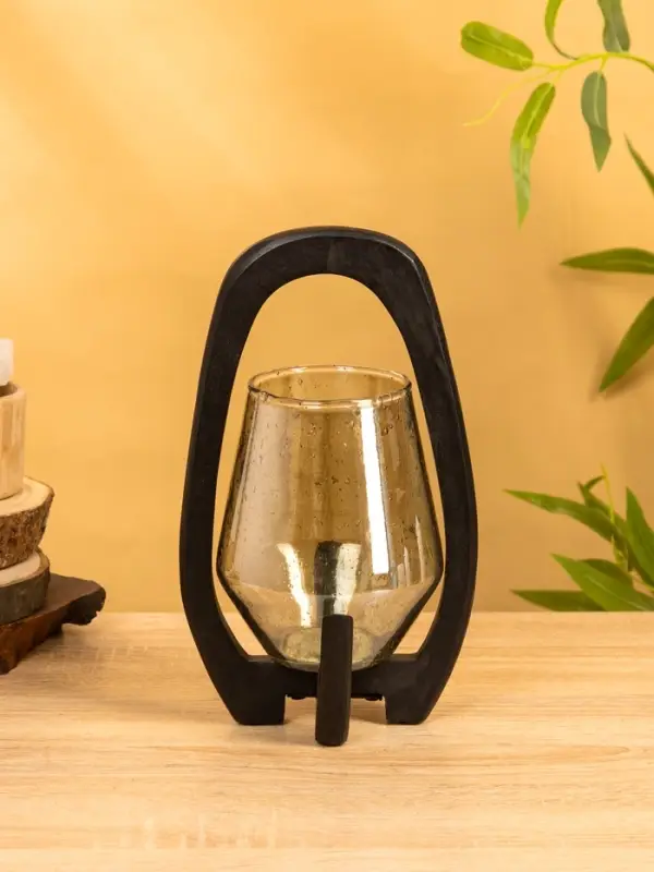 Подсвечник Подсвечник "Аура" 13х15х26 см, стекло, дерево