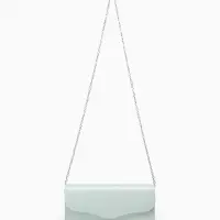 Сумка-клатч женская вечерняя на магните, на длинной цепочке, лаковая, бирюзовая