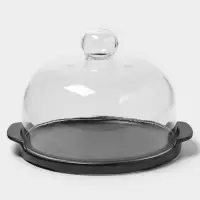 Блюдо для подачи с клош крышкой Magistro &laquo;Галактика&raquo;, фарфор, d=22 см, чёрный