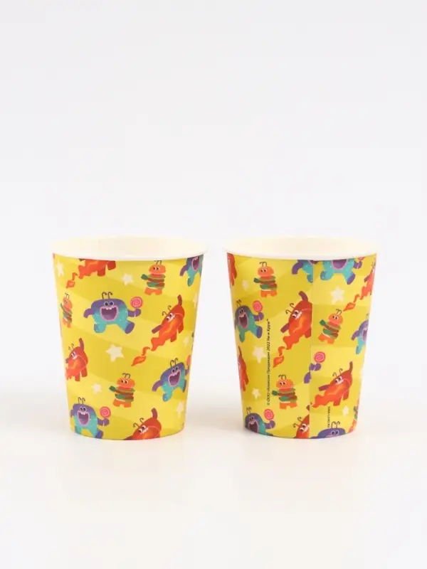 Набор одноразовой бумажной посуды, 20 предметов: 10 стаканов, 10 тарелок, Ум и Хрум