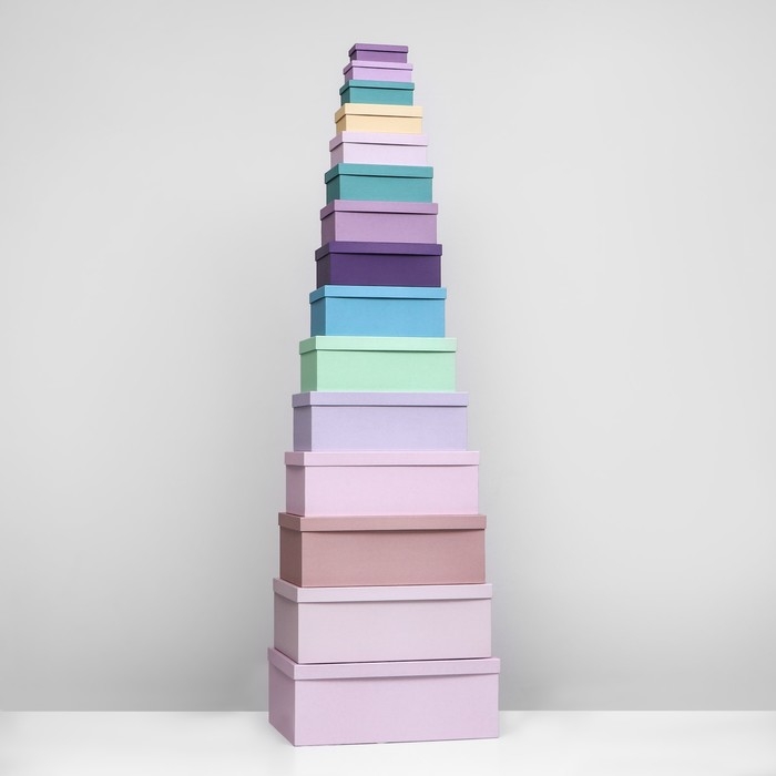 Набор прямоугольных коробок 15в1  Набор прямоугольных коробок 15в1 "Лаванда" 47,5 х 36 х 17,5- 13 х 8 х 4,5 см