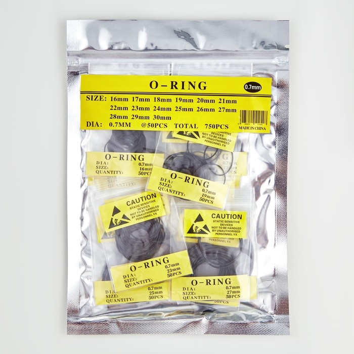 Набор уплотнительных колец на заднюю крышку часов, 750 шт, 16-30 мм, толщина 0.7 мм Набор уплотнительных колец на заднюю крышку часов, 750 шт, 16-30 мм, толщина 0.7 мм