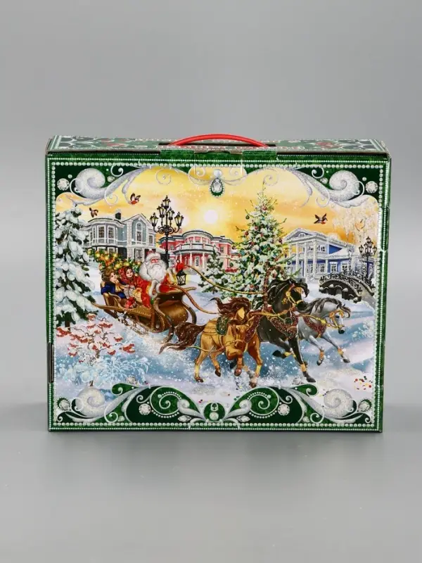 Подарочная новогодняя коробка Подарочная новогодняя коробка "Чудо-тройка" в красном 29×9×25 см