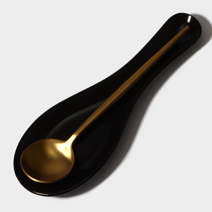 Подставка стеклянная под ложку Доляна «Блэк», 23,5×8,3 см, цвет чёрный Подставка стеклянная под ложку Доляна «Блэк», 23,5×8,3 см, цвет чёрный