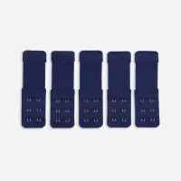 Застёжка для бюстгальтера, удлинитель, 3 ряда 2 крючка, 3.2&times;10.5 см, 5 шт., тёмно-синяя