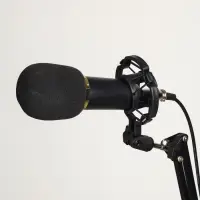 Микрофон конденсаторный Music Life золотой: кабель, ветрозащита, стойка