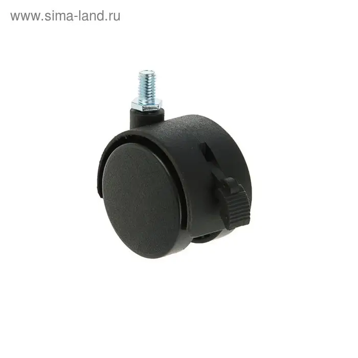 Колесо мебельное, d=50 мм, с футоркой, с тормозом, черный пластик Колесо мебельное, d=50 мм, с футоркой, с тормозом, черный пластик