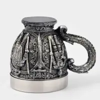 Кружка средневековая &laquo;Рыцарь&raquo;, 300 мл, 14&times;9.5&times;10.5 см, нержавеющая сталь, серебристая