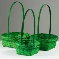Набор корзин плетеных, D19x9/32 см, D22x9,5/34 см, D25x10/36 см, 3шт, зелёные, бамбук