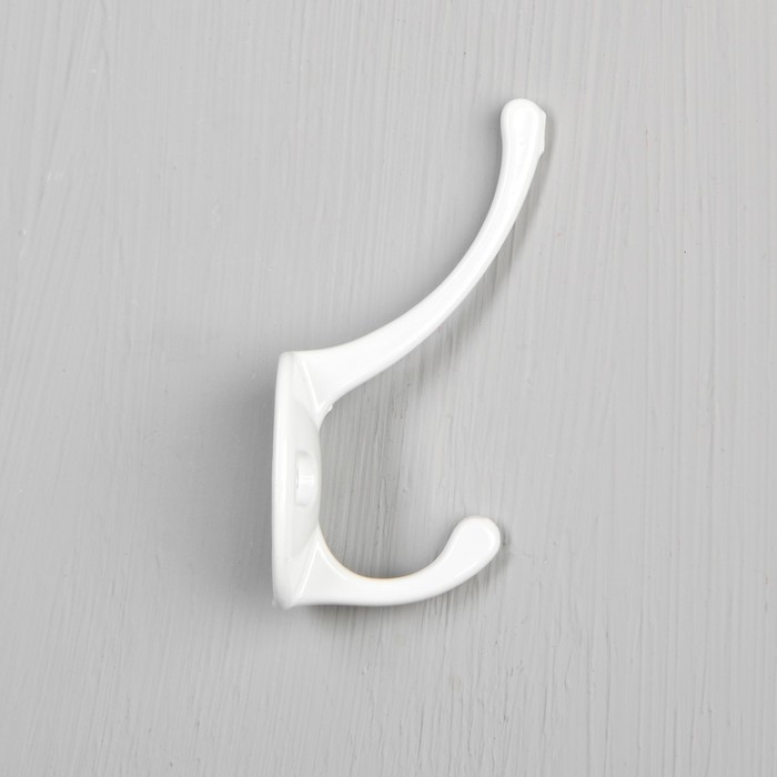 Крючок мебельный ТУНДРА TKD002 LIGHT, двухрожковый, белый, 4 шт TMP