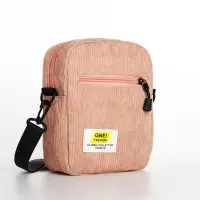 Сумка молодёжная на молнии, с наружным карманом, 17&times;6&times;14 см, розовая