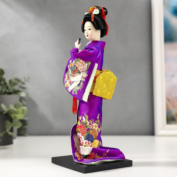 Кукла коллекционная Кукла коллекционная "Японка в фиолетовом кимоно с флейтой" 25х9,5х9,5 см