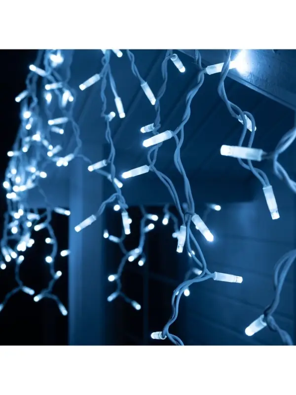 Гирлянда &laquo;Бахрома&raquo; 3&times;0.6 м, IP65, УМС, белая нить каучук, 108 LED, свечение белое, 220 В