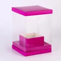Коробка для цветов с вазой и PVC окнами складная, 16&times;23&times;16 см, однотонный, лаванда