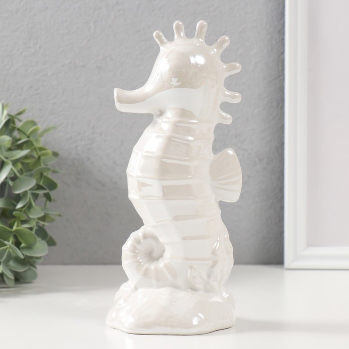 Копилка керамика Копилка керамика "Морской конёк" перламутр 9,5х8,2х21 см