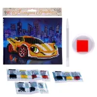 Алмазная мозаика с частичным заполнением для детей &laquo;Жёлтая тачка&raquo;, 20&times;25 см