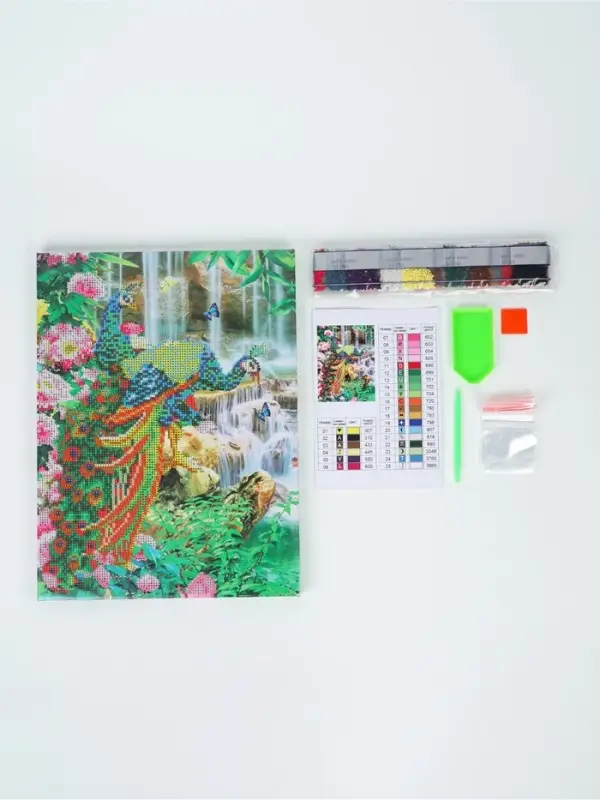 Алмазная мозаика с частичным заполнением на подрамнике &laquo;Павлины&raquo;, 30&times;40 см