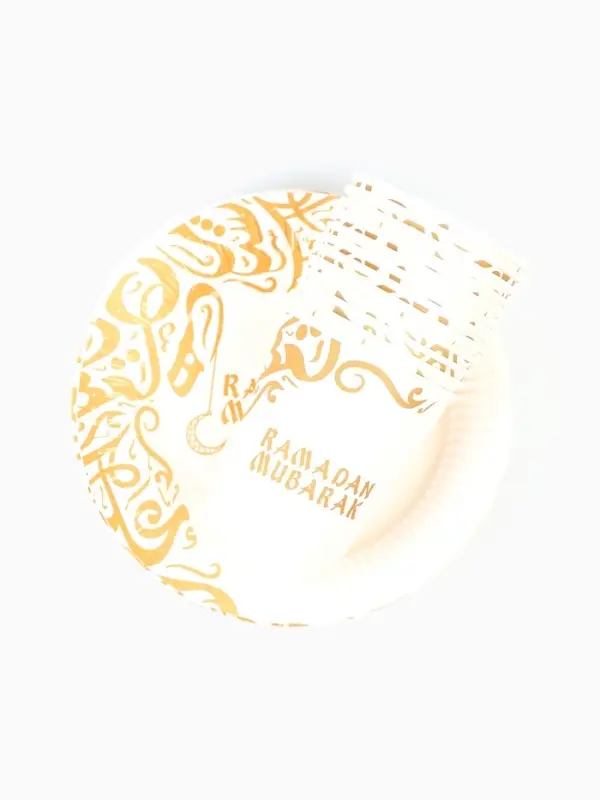МП Набор бумжаной посуды «Ramadan Mubarak», белый, 12 персон МП Набор бумжаной посуды «Ramadan Mubarak», белый, 12 персон