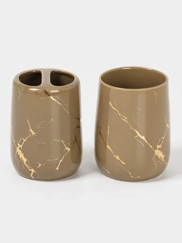 Набор аксессуаров для ванной комнаты SAVANNA &laquo;Гроза&raquo;, 4 предмета, мыльница, дозатор для мыла, 2 стакана, коричневый