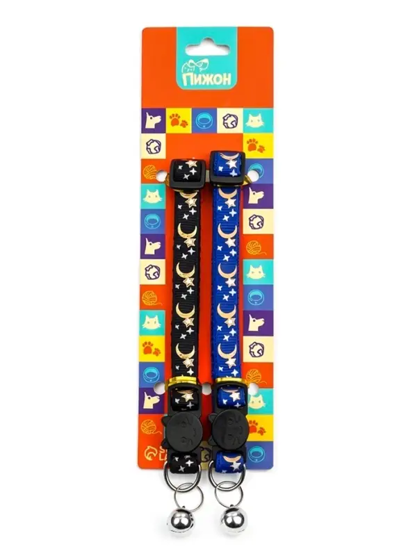 Набор ошейников для кошек &laquo;Пижон. Ночь&raquo;, 19-32&times;1 см, 2 шт.