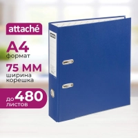Папка-регистратор 75мм Attache А4, темно-синияя, тиснение кожа,метал. угол