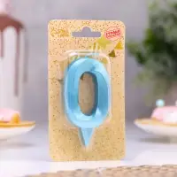 Свеча в торт «Грань», цифра 0, голубой металлик, 6.5 см Свеча в торт «Грань», цифра 0, голубой металлик, 6.5 см